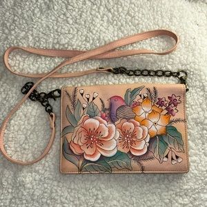Anuschka pink crossbody wallet
